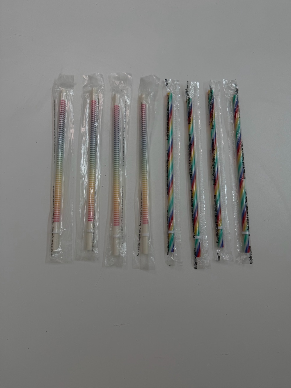 Starbucks Straws Plastic Rainbow Striped Ombré Multicolor Sealed New Set 8